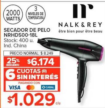 Carrefour Secador de pelo nrhd500-18l nalk&rey oferta