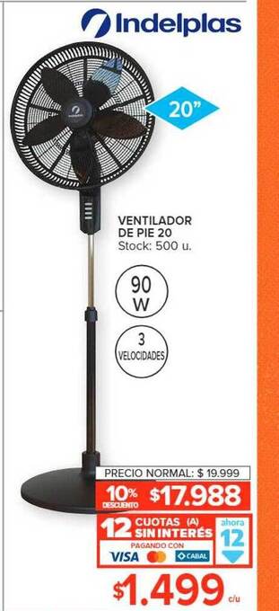 Carrefour Indelplas ventilador de pie 20 oferta