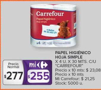 Carrefour Papel higiénico hoja simple oferta