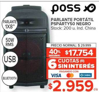 Carrefour Poss parlante portátil psparty50 negro oferta