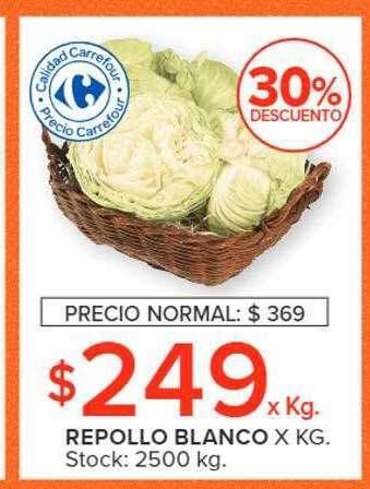 Carrefour Repollo blanco 30% descuento oferta