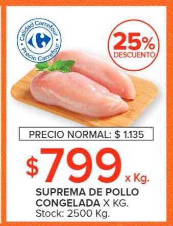 Carrefour Suprema de pollo congelada 25% descuento oferta