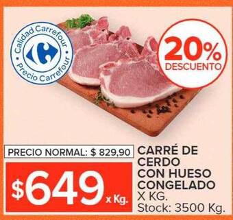 Carrefour Carré de cerdo con hueso congelado 20% descuento oferta