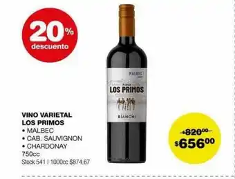Atomo Conviene Vino varietal los primos 20% descuento oferta