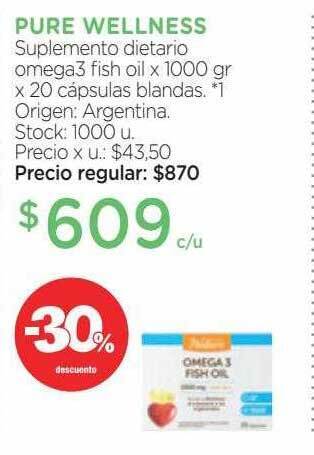 Farmacity Pure wellness suplemento dietario omega3 fish oil oferta