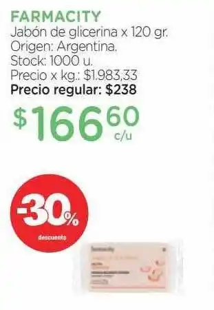 Farmacity Farmacity jabón de glicerina -30% descuento oferta