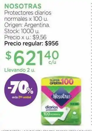 Farmacity Nosotras protectores diarios normales -70% en la 2da unidad oferta