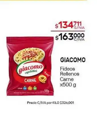 Nini Mayorista Giacomo Fideos Rellenos Carne 500gr oferta