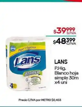 Nini Mayorista Lans P. Hig. Blanco Hoja Simple 30m oferta