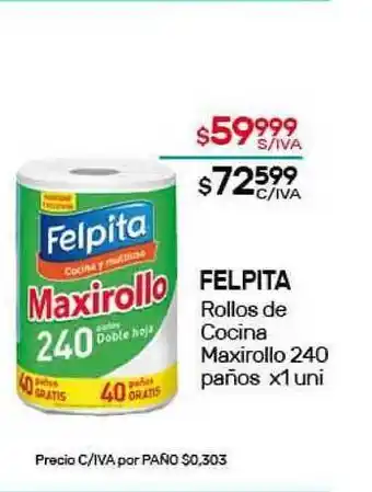 Nini Mayorista Felpita Rollos de Cocina Maxirollo 240 paños oferta