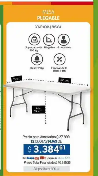 Cooperativa Obrera Mesa plegable oferta