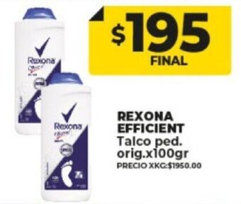 Supermayorista Vital Rexona Efficient Talco Ped. Orig. x 100gr oferta