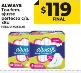 Supermayorista Vital Always Toa. Fem. Ajuste Perfecto c/a. x 8u oferta