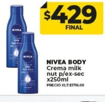 Supermayorista Vital Nivea Body Crema Milk Nut p/ex-sec x 250ml oferta