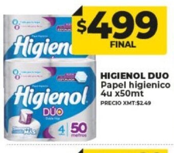 Supermayorista Vital Higienol Duo Papel Higienico 4u x 50mt oferta