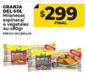 Supermayorista Vital Granja Del Sol Milanesas Espinaca / 4 Vegetales 4u x 80gr oferta