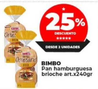 Supermayorista Vital Bimbo Pan Hamburguesa Brioche Art x 240gr oferta