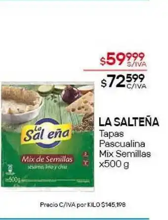Nini Mayorista La Salteña Tapas Pascualina Mix Semillas x500g oferta
