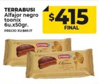 Supermayorista Vital Terrabusi Alfajor Negro Toonix 6u x 50gr oferta