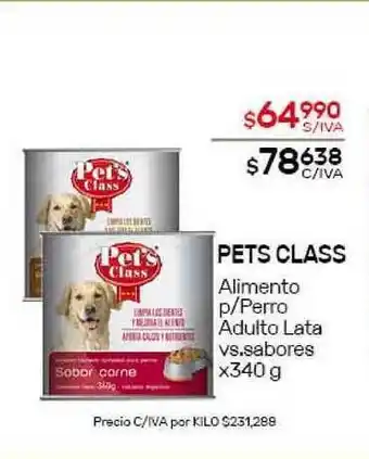 Nini Mayorista Pets Class Alimento p-Perro Adulto Lata vs. sabores x340g oferta