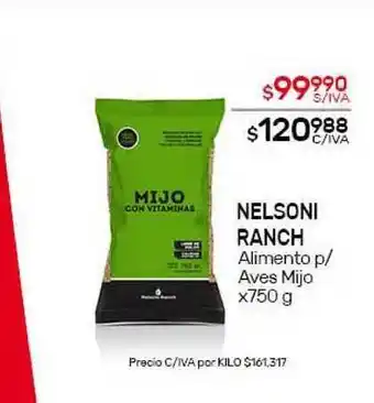 Nini Mayorista Nelsoni Ranch Alimento p-Aves Mijo x750g oferta