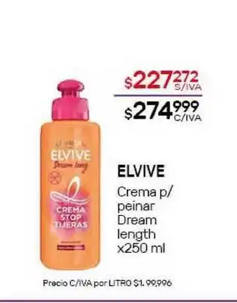 Nini Mayorista Elvive Crema p-peinar Dream length x250ml oferta