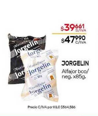 Nini Mayorista Jorgelin Alfajor bco-neg. x85g oferta