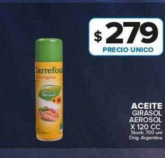 Carrefour Maxi Aceite girasol aerosol x 120 cc oferta