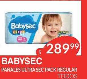 Masivos Babysec pañales ultra sec pack regular oferta