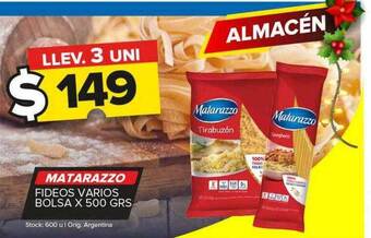 Carrefour Maxi Matarazzo fideos varios bolsa oferta