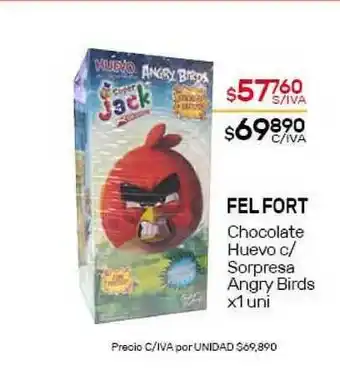 Nini Mayorista Fel Fort Chocolate Huevo c-Sorpresa Angry Birds x1 uni oferta