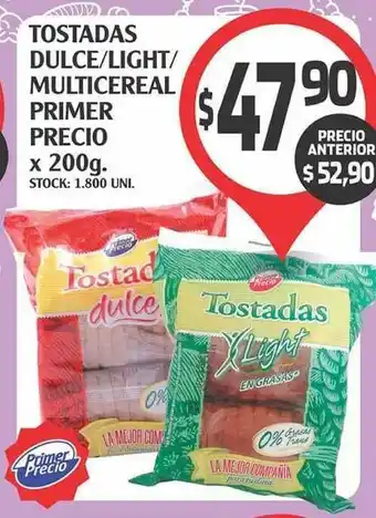 Supermercados Malambo Tostadas Dulce-Light-Multicereal Primer Precio X 200g. oferta