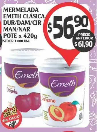 Mermelada Emeth Clásica Dur-Dam-Cirman-Nar Pote x 420g