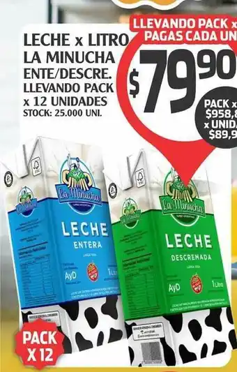 Supermercados Malambo Leche x Litro La Minucha Ente-Descre. Llevando Pack x 12 Unidades oferta