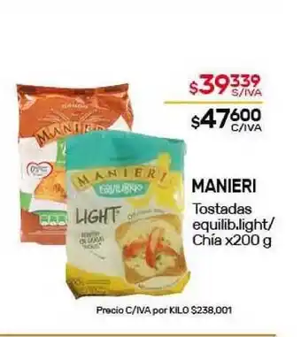 Nini Mayorista Manieri Tostadas equilib. light-Chía x200g oferta
