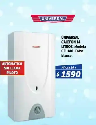 Universal Calefon 14 Litros. Modelo CSU146. Color blanco.
