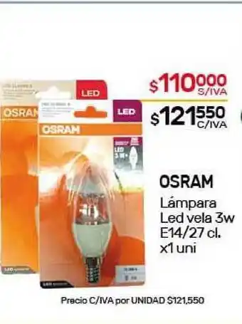 Osram Lámpara Led vela 3w E14-27 cl. x1 uni