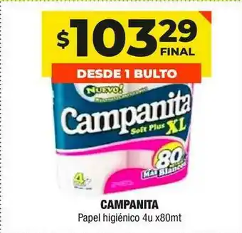 Campanita Papel Higiénico 4u x 80mt