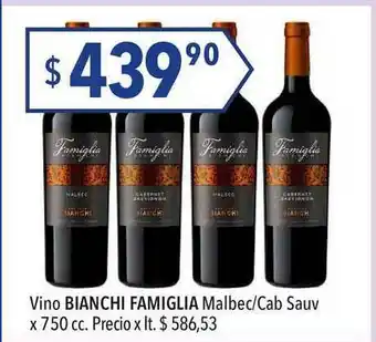Hergo Vino Bianchi Famiglia Malbec Cab Sauv x 750cc oferta