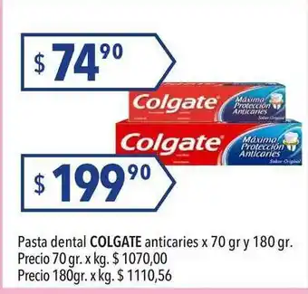 Hergo Colgate Pasta Dental Anticaries x 70gr y 180gr. oferta