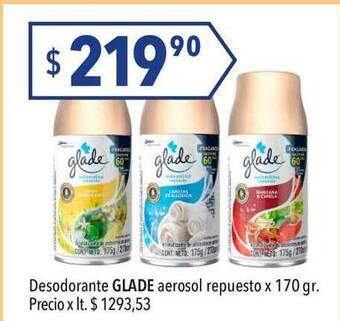 Hergo Glade Desodorante aerosol repuesto x 170gr oferta