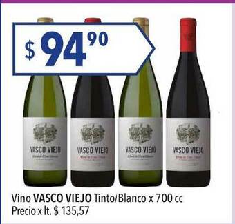 Hergo Vasco Viejo Vino Tinto /Blanco x 700cc oferta