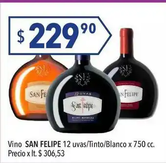 Hergo San Felipe Vino 12 uvas/Tinto/Blanco x 750cc oferta