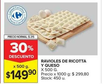 Carrefour Market Ravioles De Ricotta Y Queso x 500g oferta