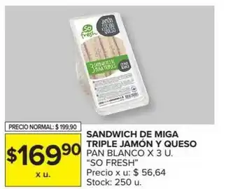 Carrefour Market Sandwich De Miga Triple Jamón Y Queso Pan Blanco x 3 u oferta