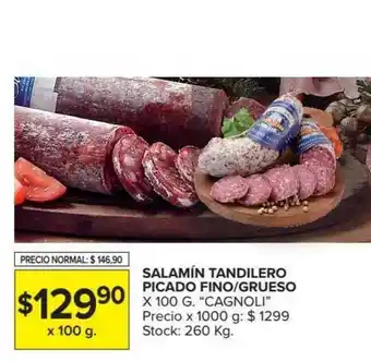 Carrefour Market "Cagnoli" Salamín Tandilero Picado Fino/Grueso x 100g oferta