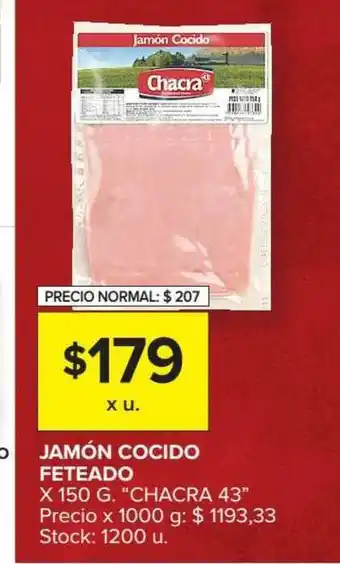Carrefour Market "Chacra 43" Jamón Cocido Feteado x 150g. oferta