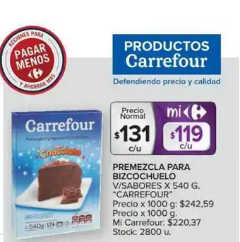 Carrefour Market Premezcla Para Bizcochuelo V Sabores x 540g oferta