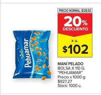 Carrefour Market "Pehuamar" Maní Pelado Bolsa x 110g oferta