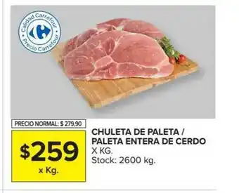 Carrefour Market Chuleta De Paleta Paleta Entera De Cerdo x kg oferta